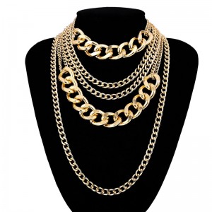 SHIXIN Punk Exaggerated Big Layered Thick Cuban Link Chain Choker Necklace Women Fashion Hippie Modern Night Club Jewelry Gifts